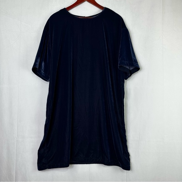 Gap Velvet Midi Slip Dress Short Sleeve Puff Sleeve Navy Luxury XXL Casual Soft - Picture 9 of 9